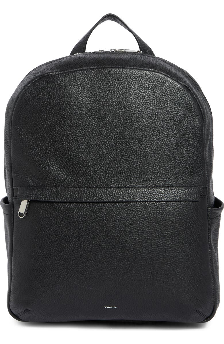 Vince Valmor Leather Backpack, Main, color, Black