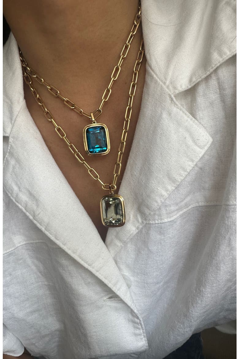 Manhattan Cushion-Cut Blue Topaz Pendant Necklace, Alternate, color, PALE BLUE