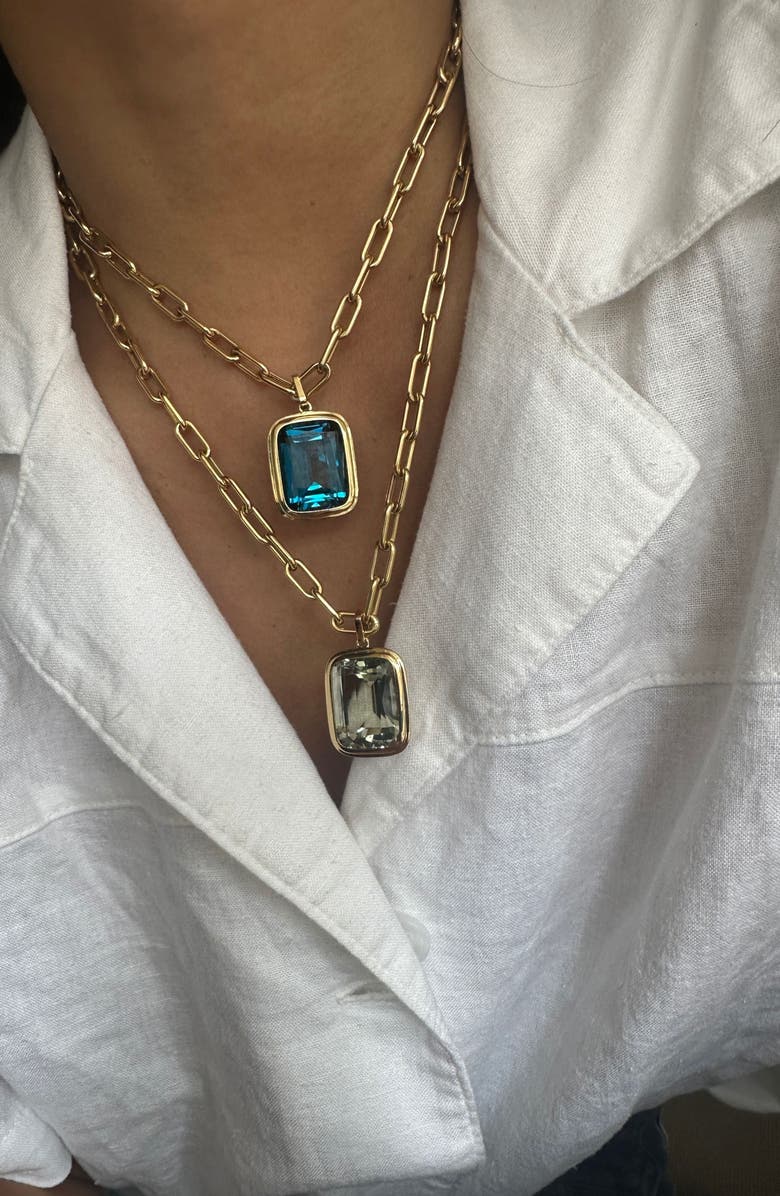 GOSHWARA Manhattan Cushion-Cut Blue Topaz Pendant Necklace, Alternate, color, Pale Blue