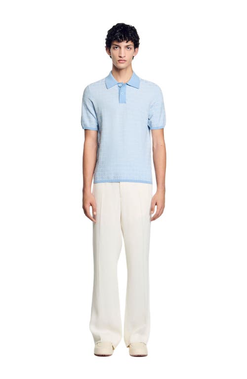 Sandro Square Cross Jacquard Polo Shirt In Blue Sky