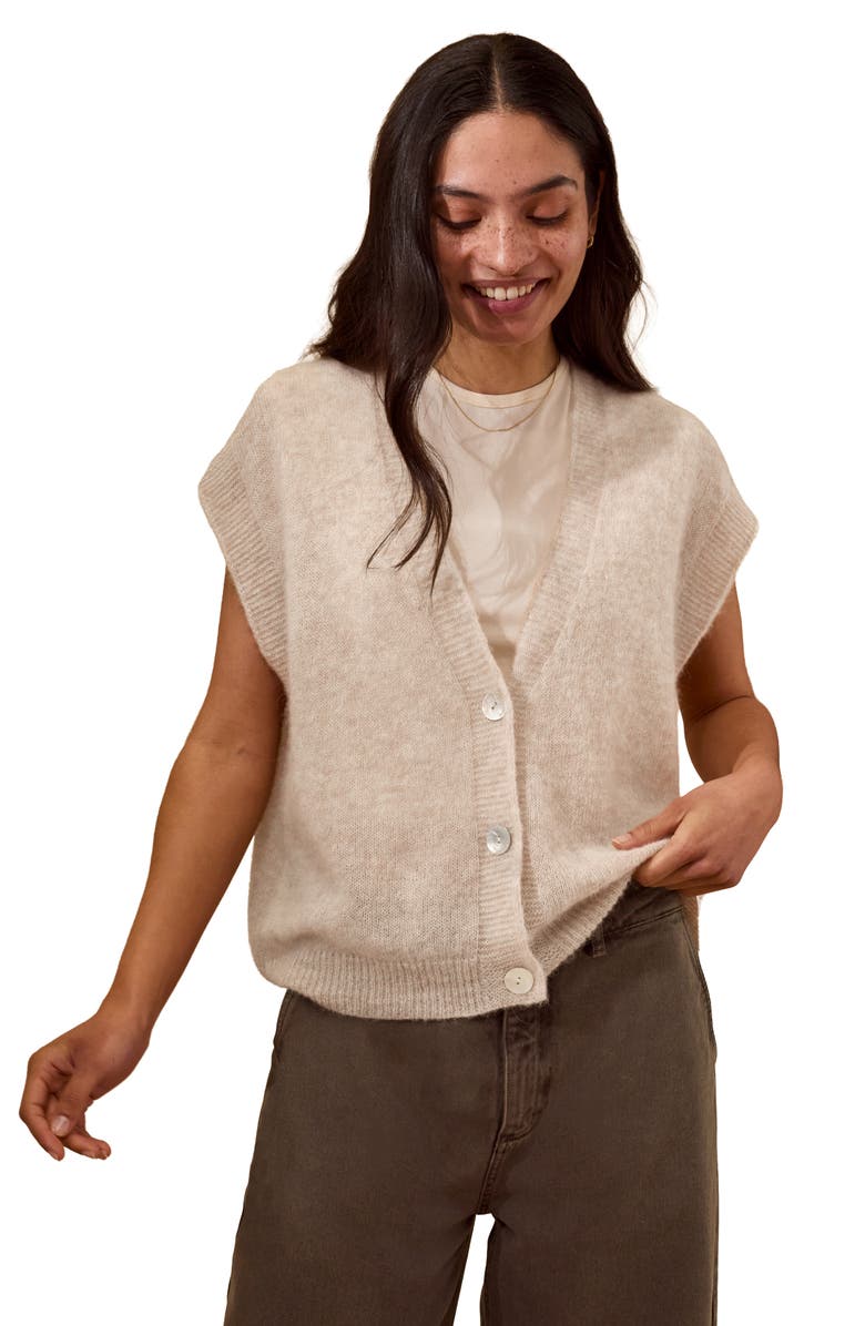 Celtic & Co. Grown On Button Up Sleeve Cardigan, Main, color, Oatmeal