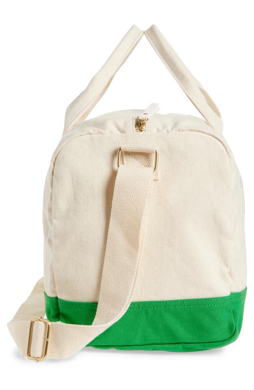 Favorite Daughter Logo Embroidered Canvas Duffle Bag In Natural Green