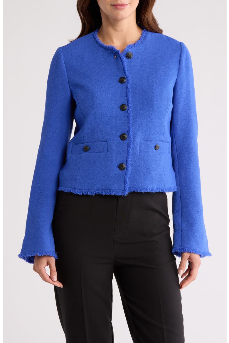 Carmen Fringe Wool Jacket, Main, color, BRIGHT BLUE