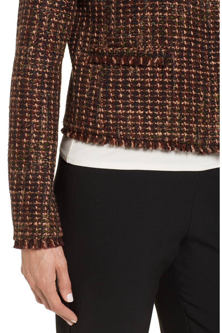 Crop Tweed Jacket, Alternate, color, BROWN TWEED