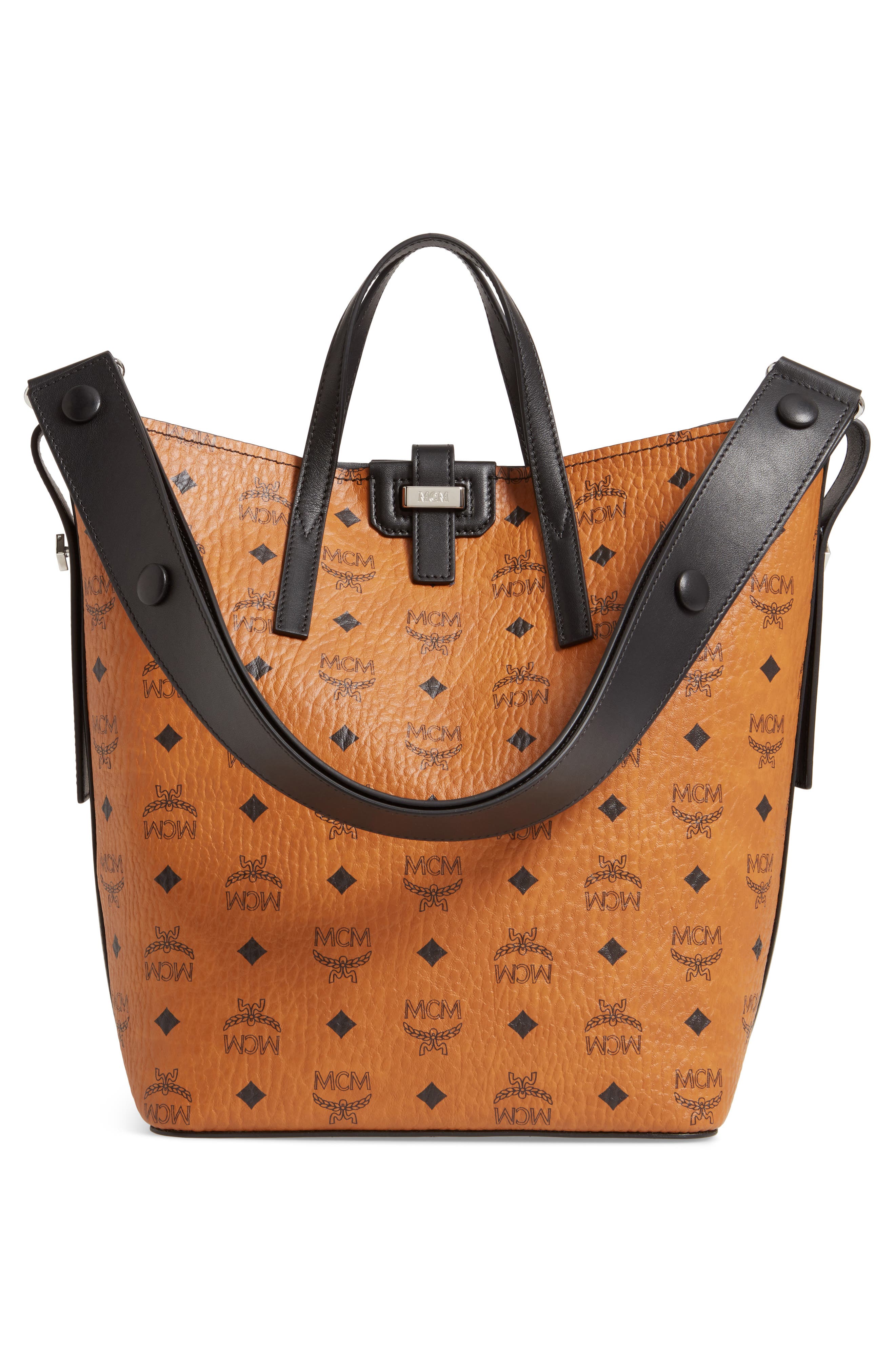 Small Gunta Visetos Coated Canvas Shopper, Alternate, color, COGNAC