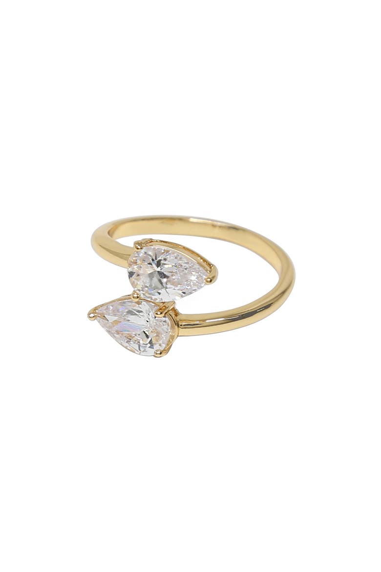 Etikka Crystal Teardrop Wrap Ring, Main, color, GOLD