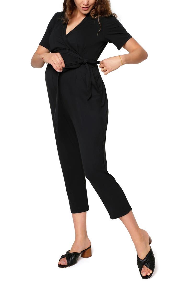 Ingrid & Isabel <sup>®</sup> Crop Jersey Maternity/Nursing Jumpsuit, Alternate, color,