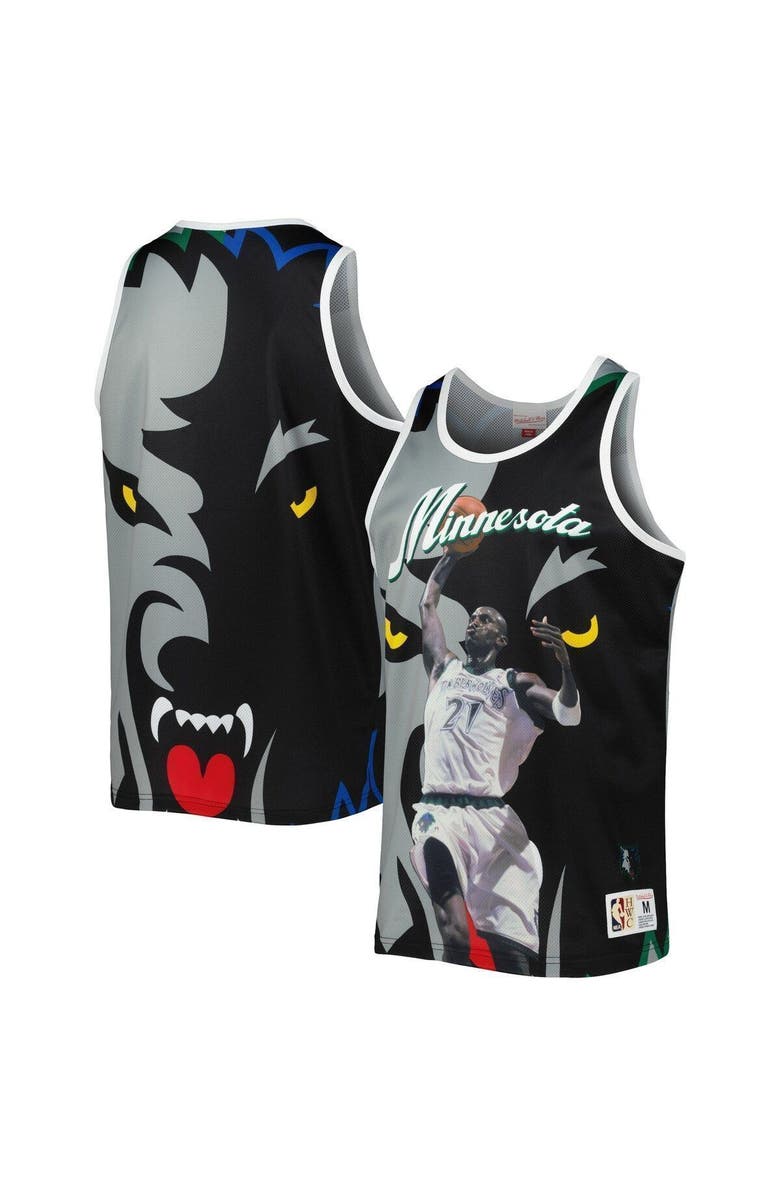 Mitchell & Ness Men's Mitchell & Ness Kevin Garnett Black/Gray Minnesota Timberwolves Sublimated Player Tank Top, Main, color,