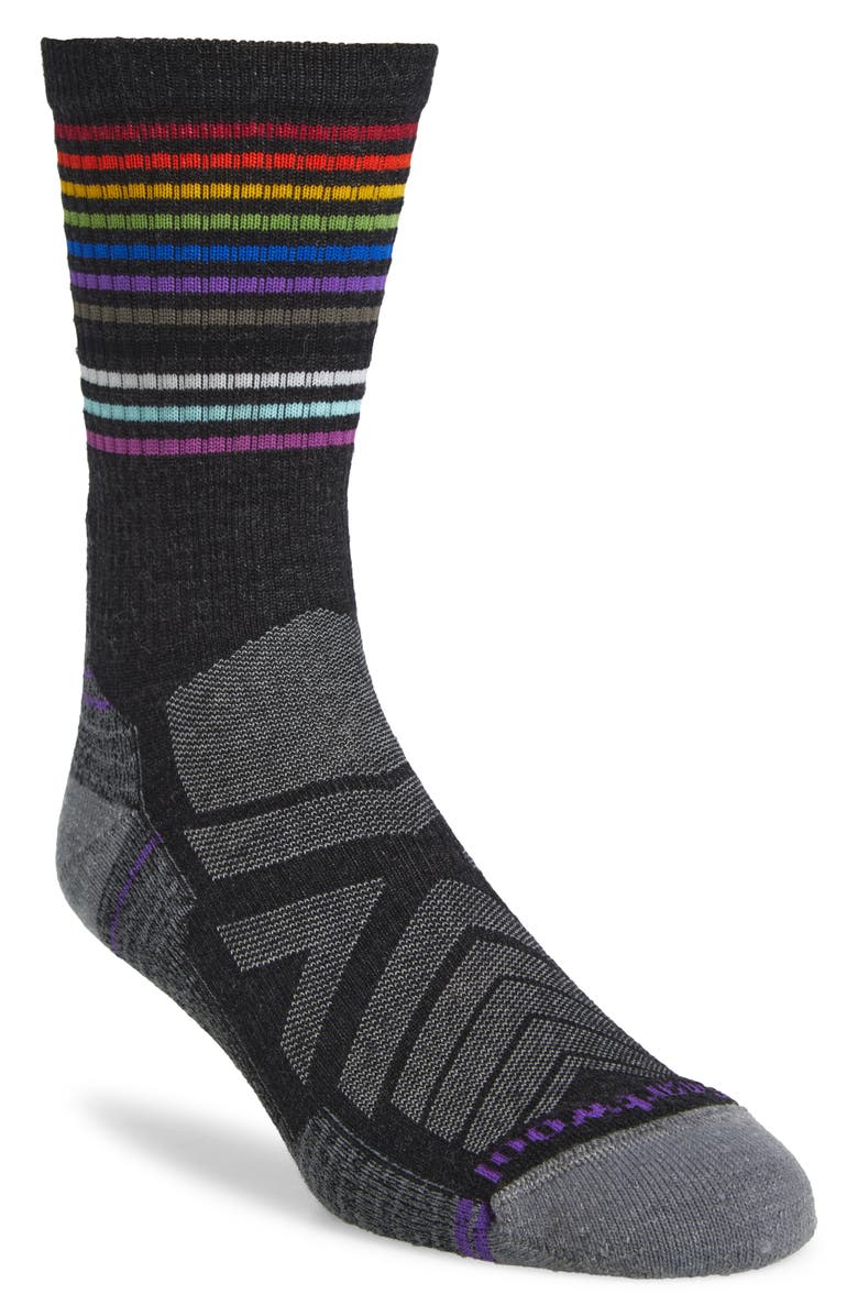 Smartwool Hike Light Cushion Pride Crew Socks, Main, color, Charcoal