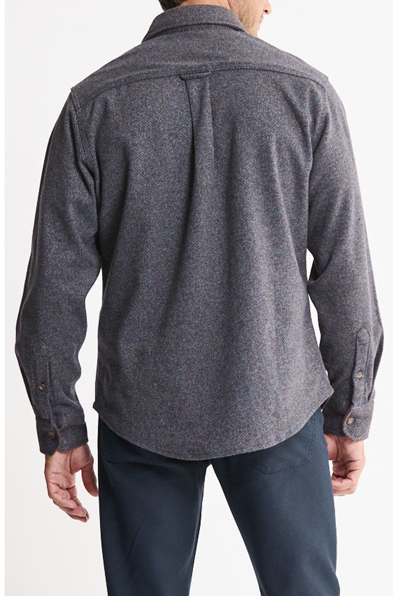 Corduroy Trim Knit Flannel Button-Up Shirt, Alternate, color, BLUE