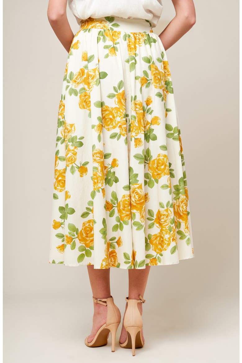 Floral Midi Skirt, Alternate, color, CREAM