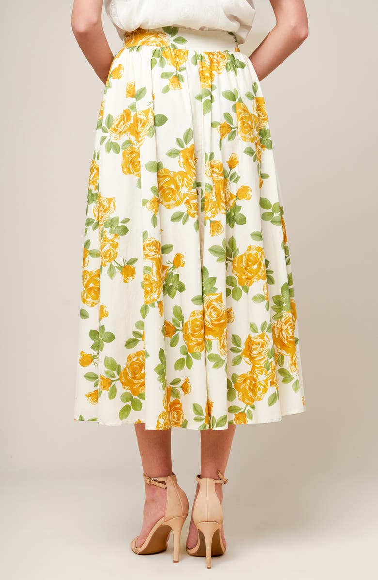 FLYING TOMATO Floral Midi Skirt, Alternate, color, Cream