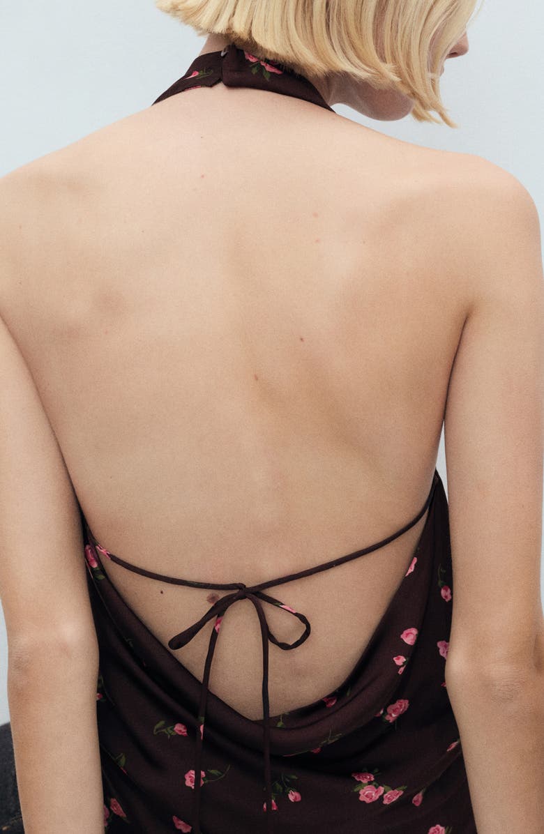 MANGO Draped Floral Halter Top, Alternate, color,