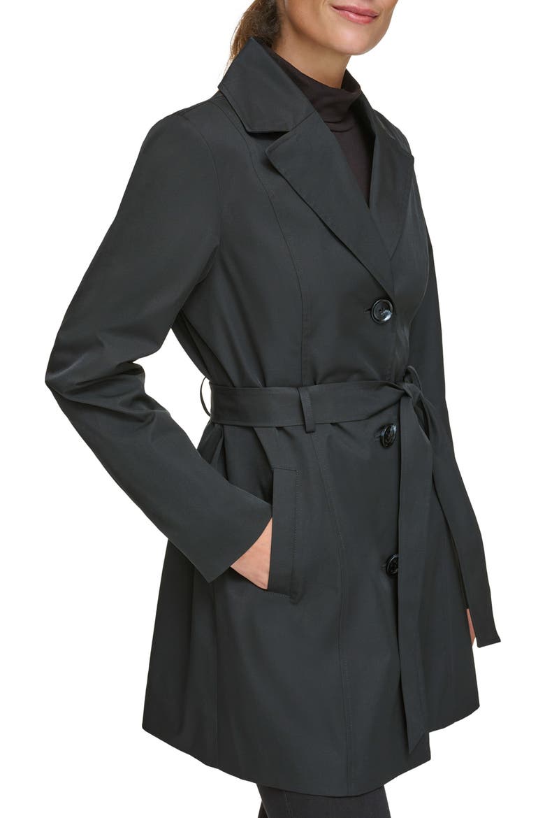 Belted Water Resistant Trench Coat, Alternate, color, BLACK