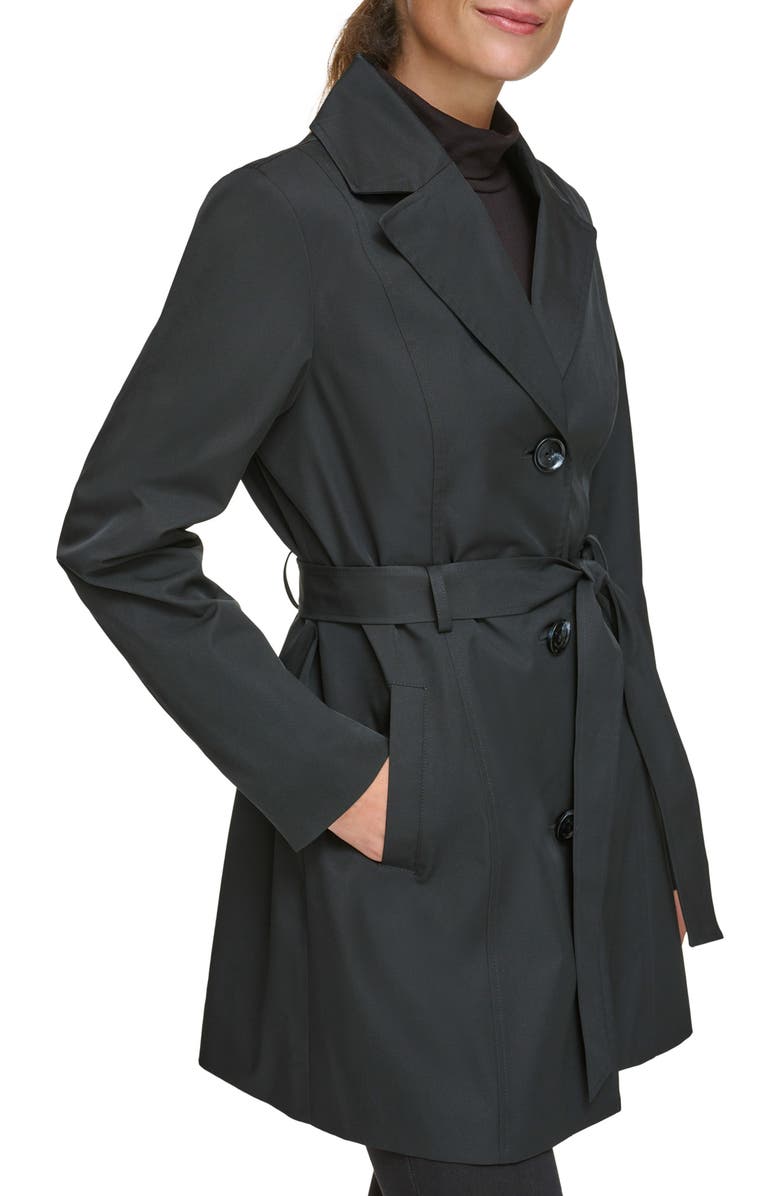 Kenneth Cole Belted Water Resistant Trench Coat, Alternate, color, Black