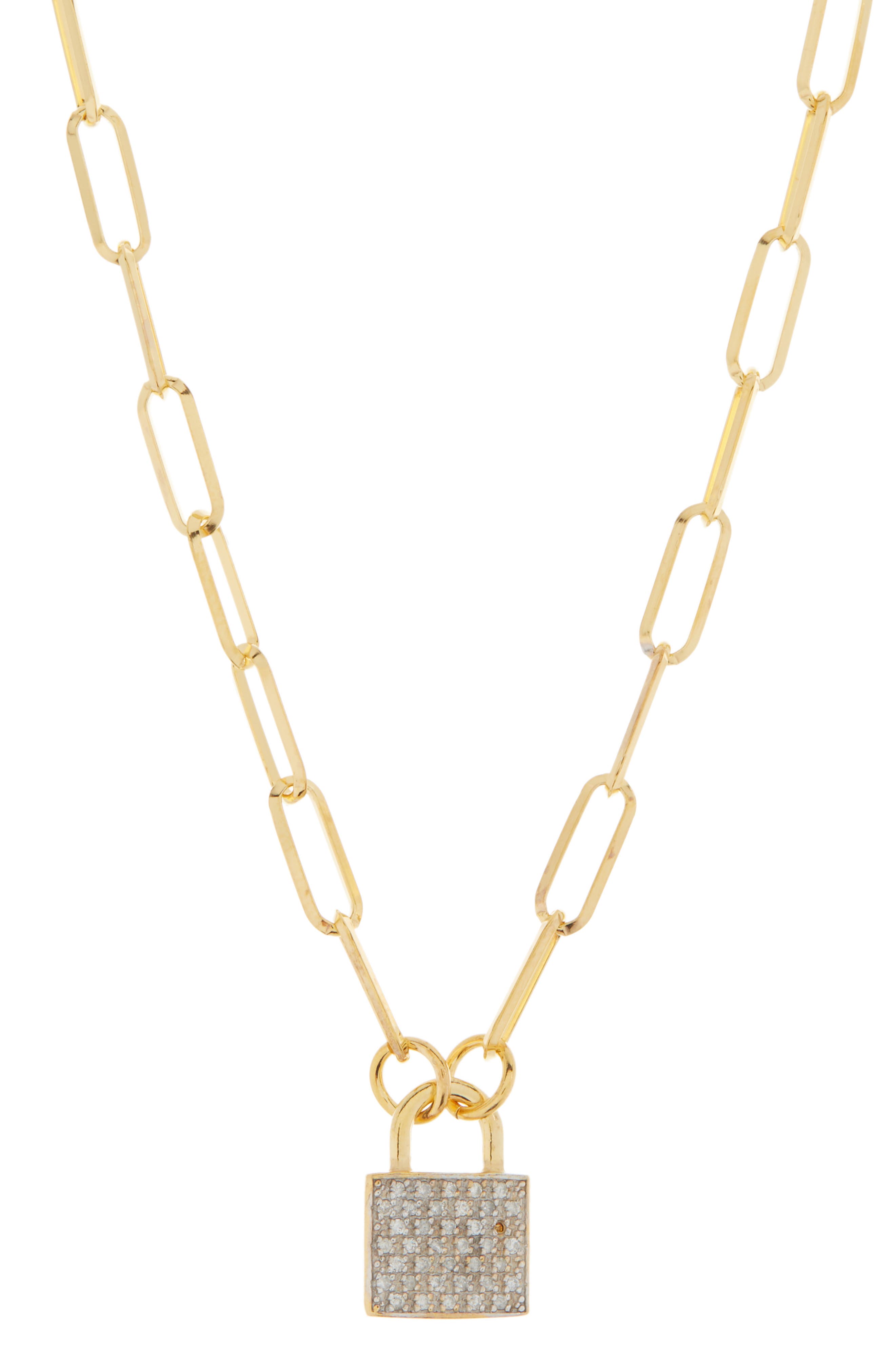 Pavé Diamond Padlock Pendant Necklace - 0.20 ctw