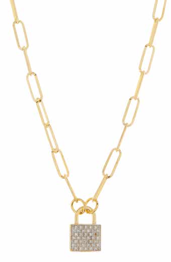 Pavé Diamond Padlock Pendant Necklace - 0.20 ctw