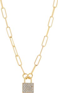 MESHMERISE Pavé Diamond Padlock Pendant Necklace - 0.20 ctw