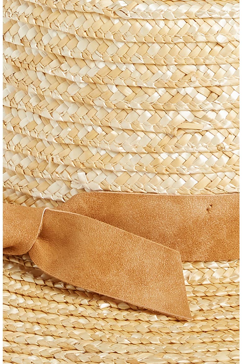 Faux Leather Band Straw Gondolier Hat, Alternate, color, NATURAL