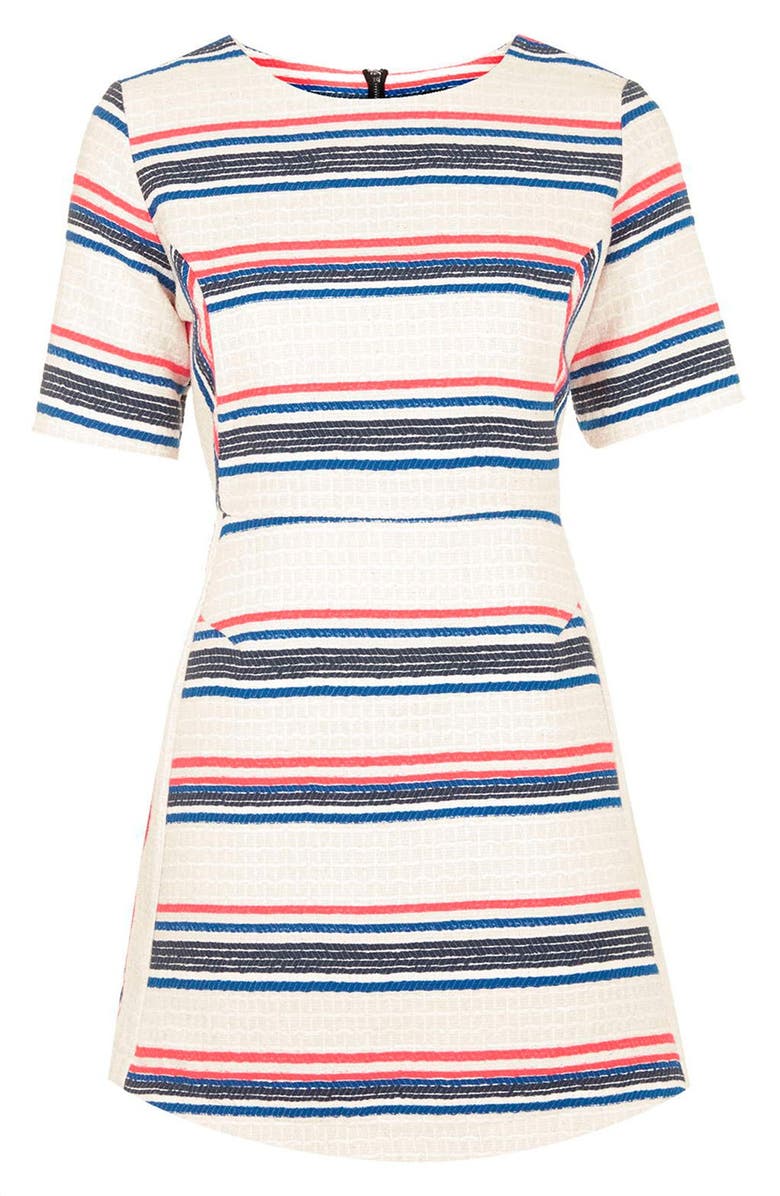 Topshop Stripe Jacquard A-Line Dress, Alternate, color, 