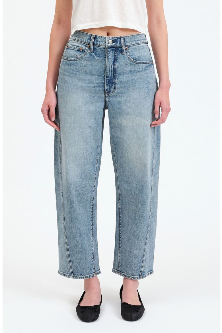 Westward High Waist Ankle Barrel Jeans, Main, color, BLUR