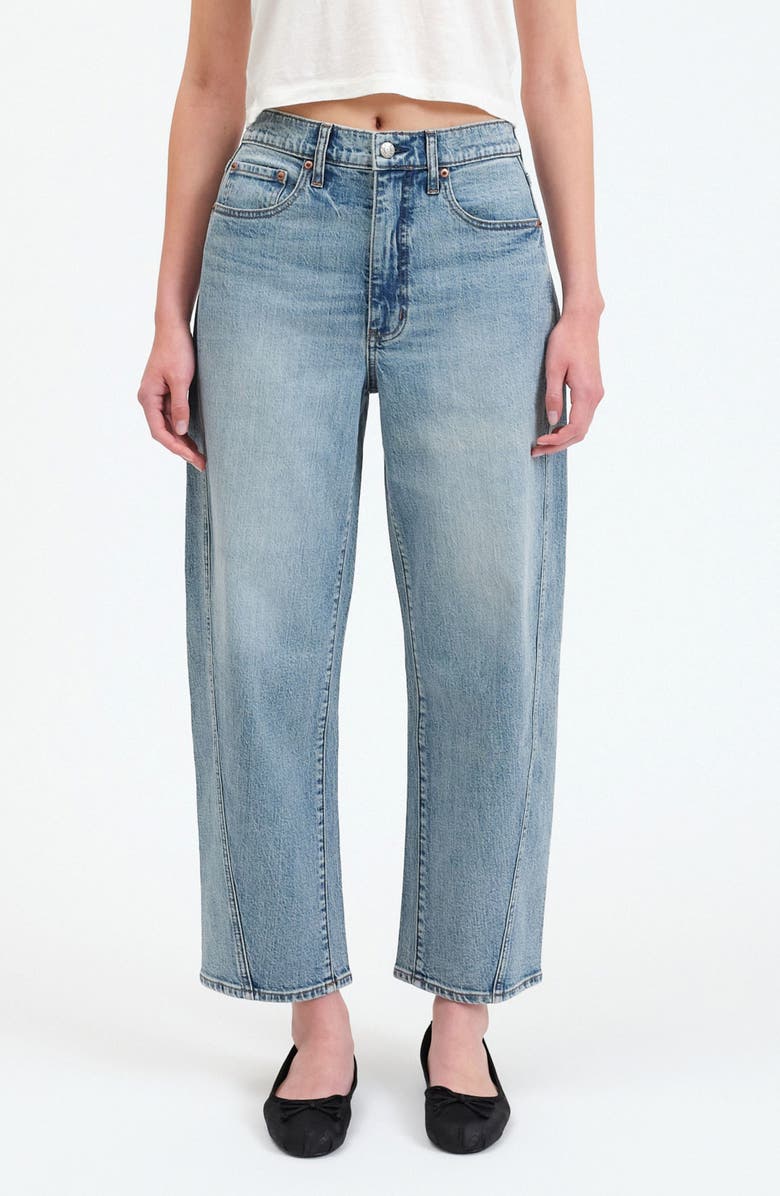 DAZE Westward High Waist Ankle Barrel Jeans, Main, color, Blur