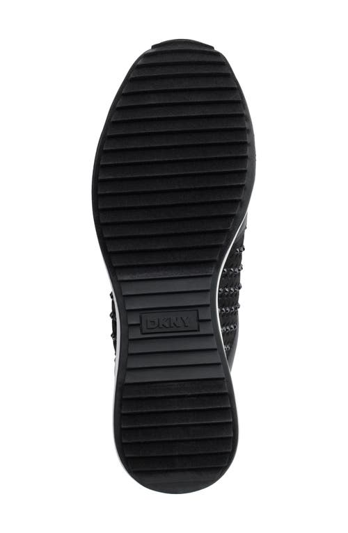 Shop Dkny Kalinda Rhinestone Wedge Sneaker In Black/black