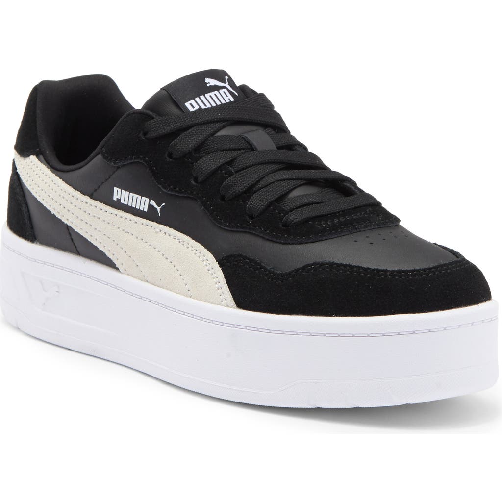 Puma Court Lally Skye Platform Sneaker In Black- White