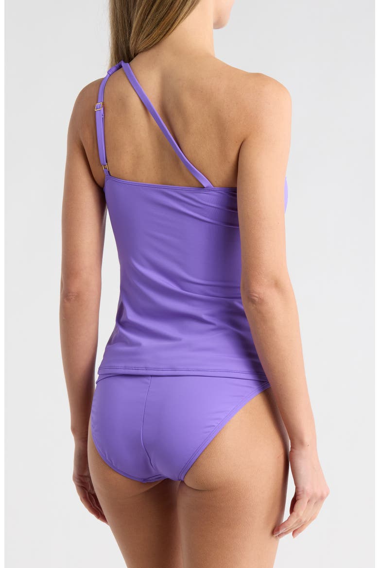 Keyhole Cutout One-Shoulder Tankini Bikini Top, Alternate, color, ULTRAVIOLET