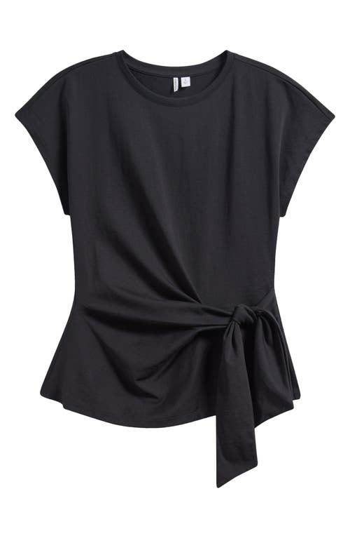 Nordstrom Tie Front Pima Cotton Dolman T-shirt In Black