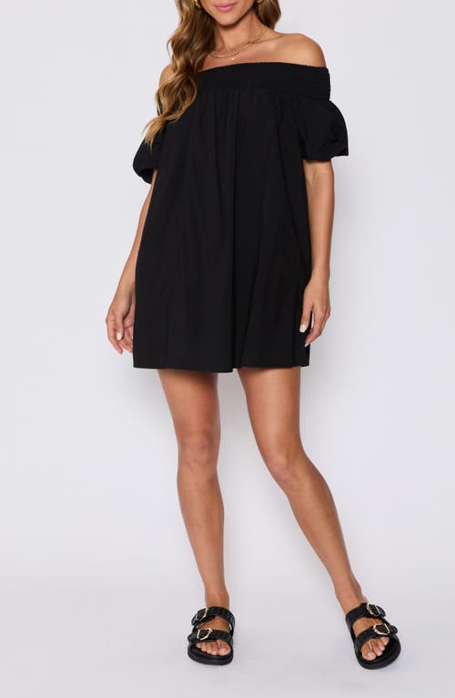 Vici Collection Lydia Smocked Off The Shoulder Cotton Minidress In Black