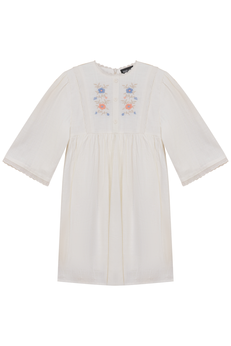 Cape Dress with Cotton Lace, Alternate, color, Off White