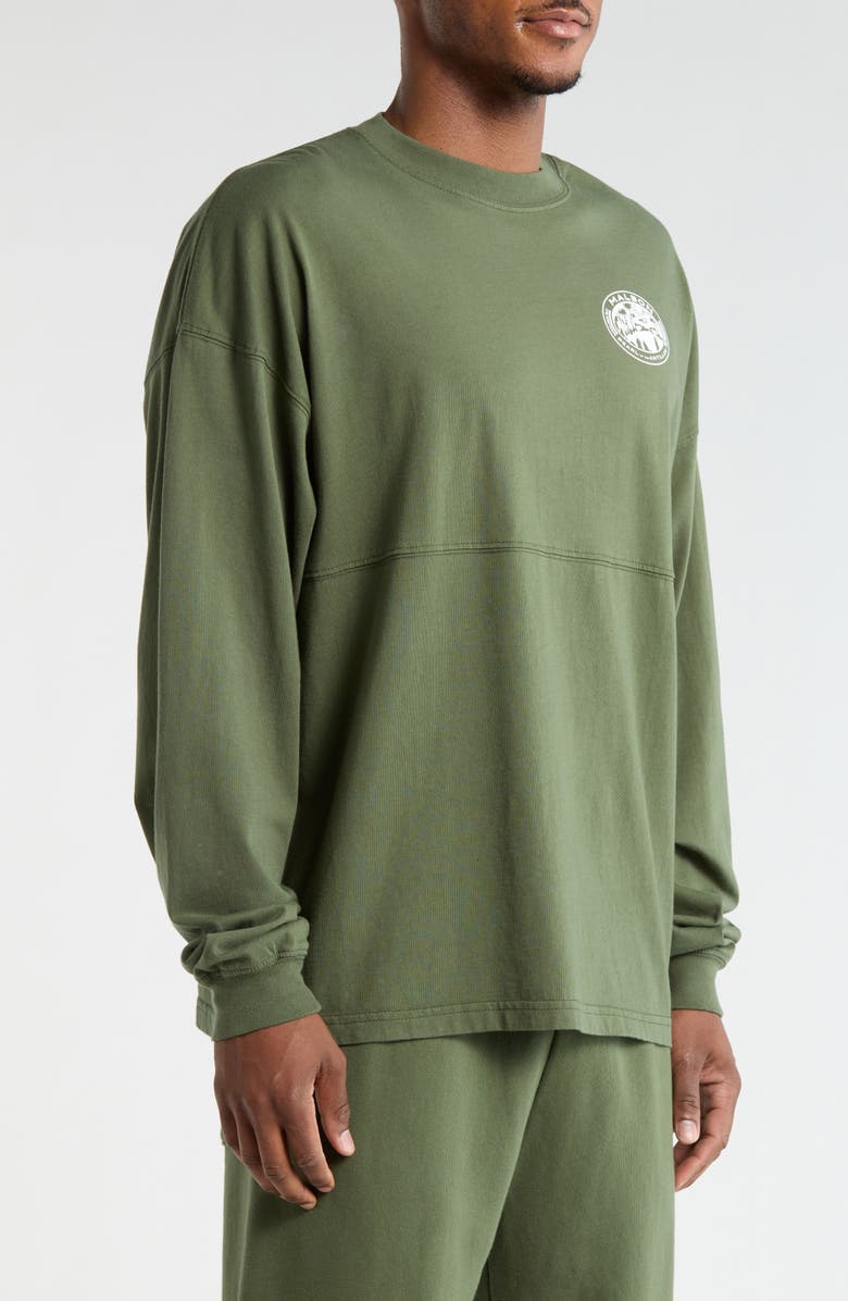 Malbon Golf Horizon Long Sleeve Cotton Graphic T-Shirt, Alternate, color, Olivine