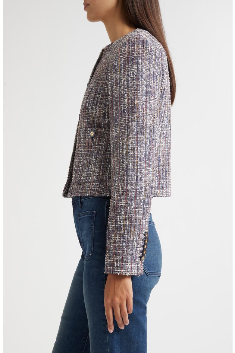Andrea Cotton Blend Tweed Jacket, Alternate, color, NAVY MULTI
