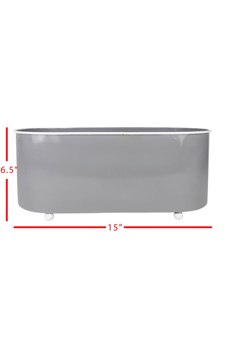 Oblong Planter Gray Metal, Alternate, color, Gray