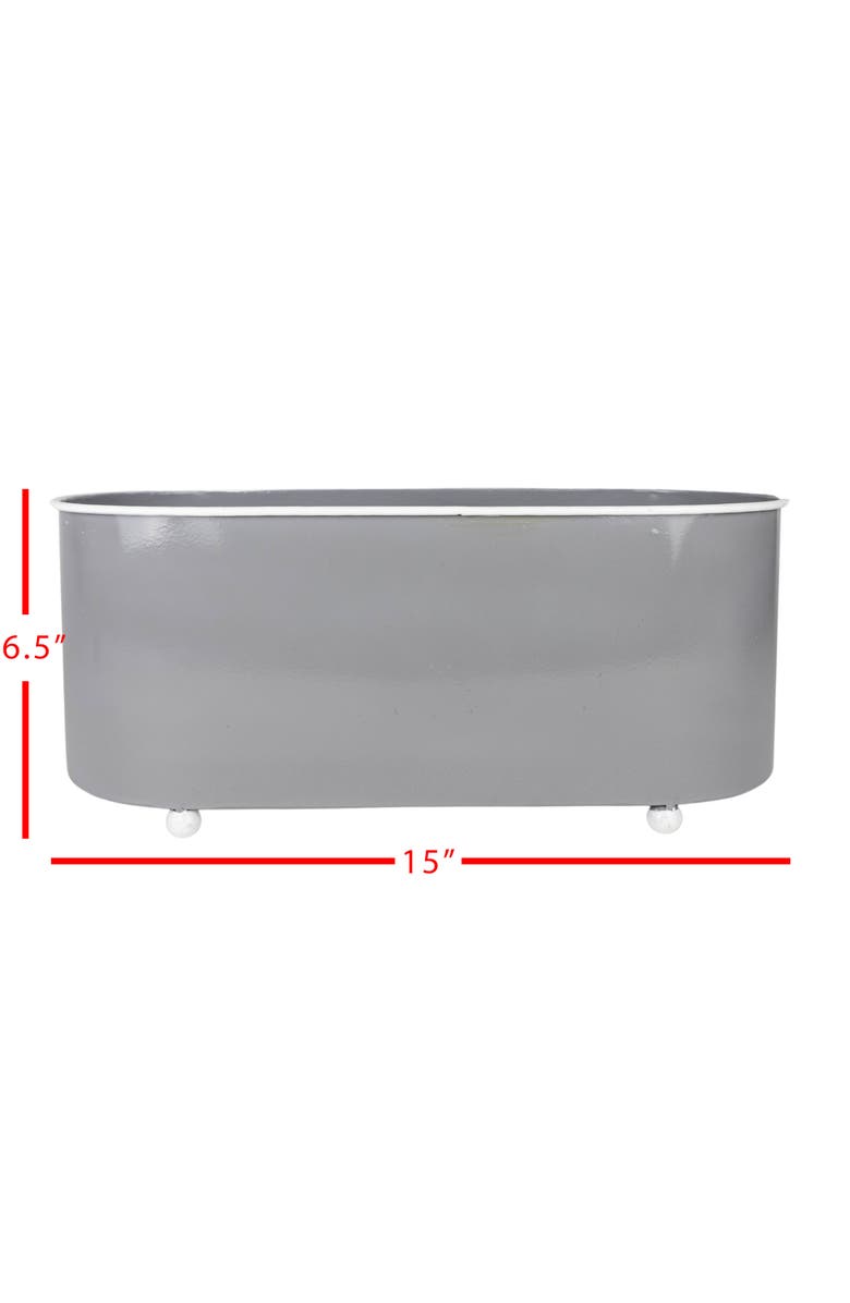Foreside Home and Garden Oblong Planter Gray Metal, Alternate, color, Gray