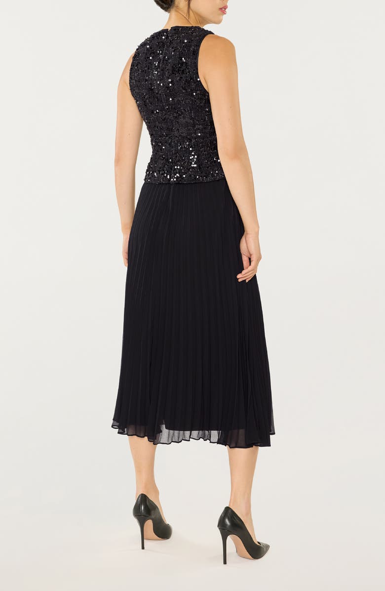LIKELY Dorothea Sequin Pleated Sleeveless Midi Dress, Alternate, color, Black