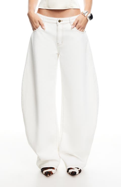 Horseshoe Low Rise Barrel Leg Jeans (Porcelain)