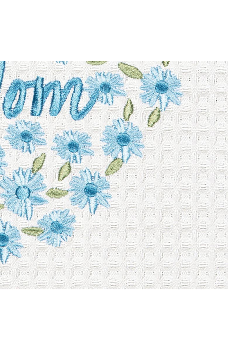 C&F Home Mom Mothers Day Floral Kitchen and Bathroom Embroidered Waffle Hand Towel, Alternate, color, Blue