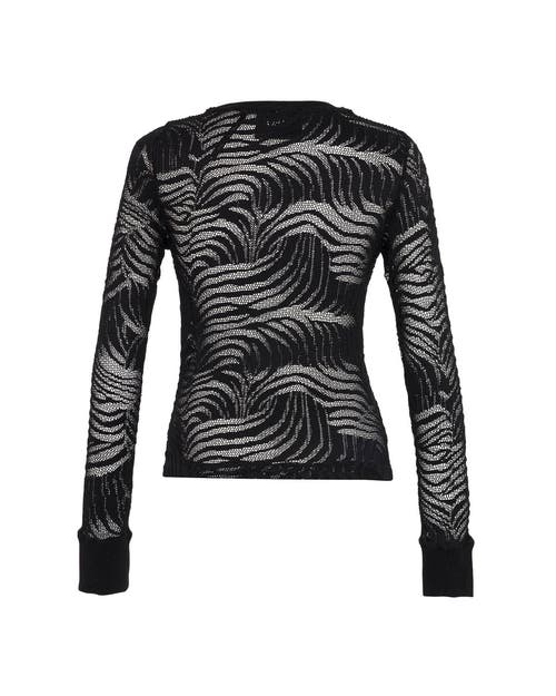 Theo The Label Artemis Fern Lace Long-sleeve Top In Black