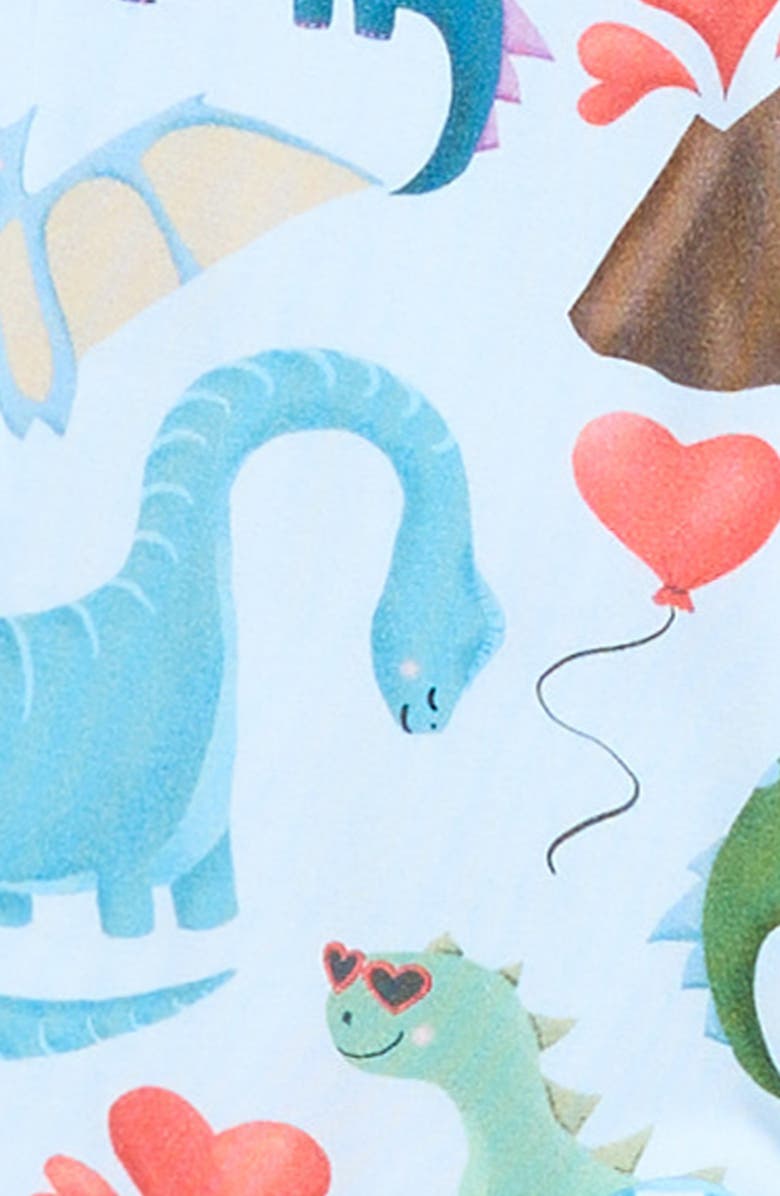 Posh Peanut Dinosaur Print Convertible Zip-Up Footie, Alternate, color, Medium Blue