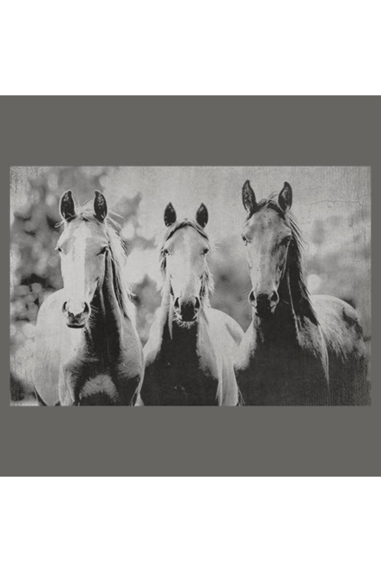 Junior's Lost Gods Black and White Horses  Sweatshirt, Alternate, color, Gray Heather