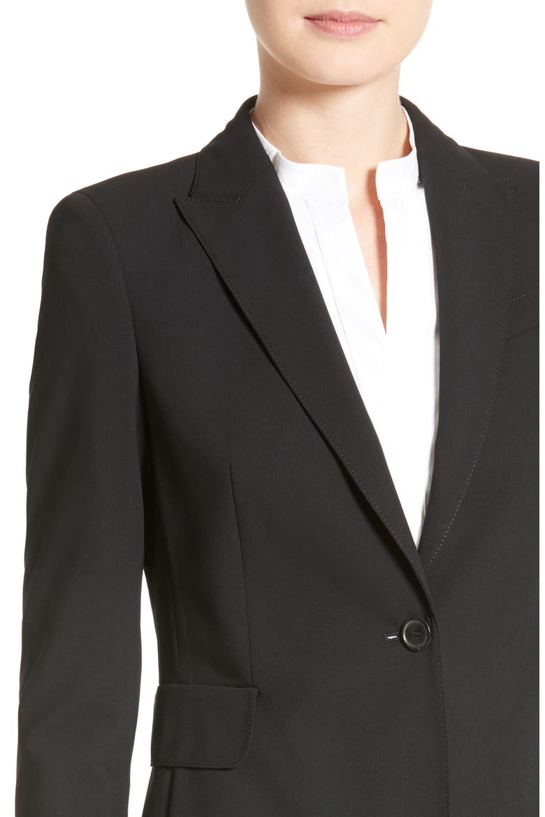 Long One-Button Jacket, Alternate, color, BLACK