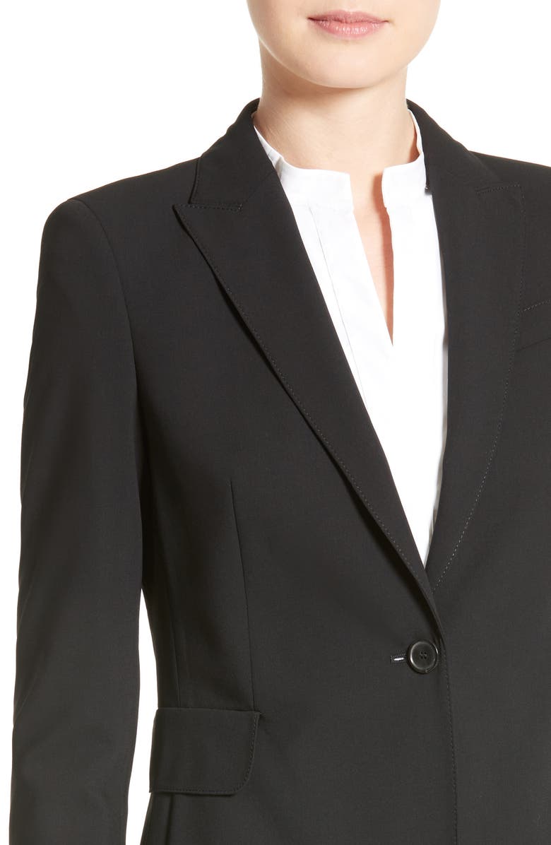 Akris punto Long One-Button Jacket, Alternate, color, Black