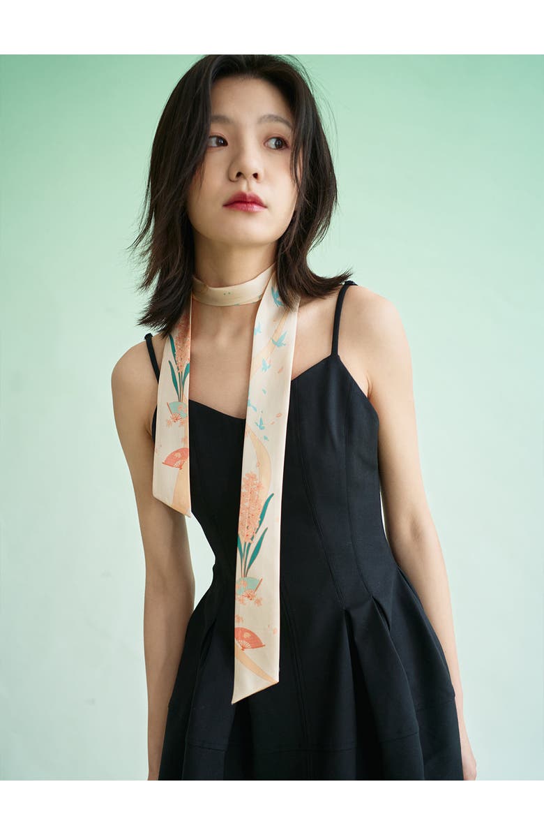 Lost Pattern "Fanfare Breeze" Silk Skinny Scarf, Alternate, color, Yellow