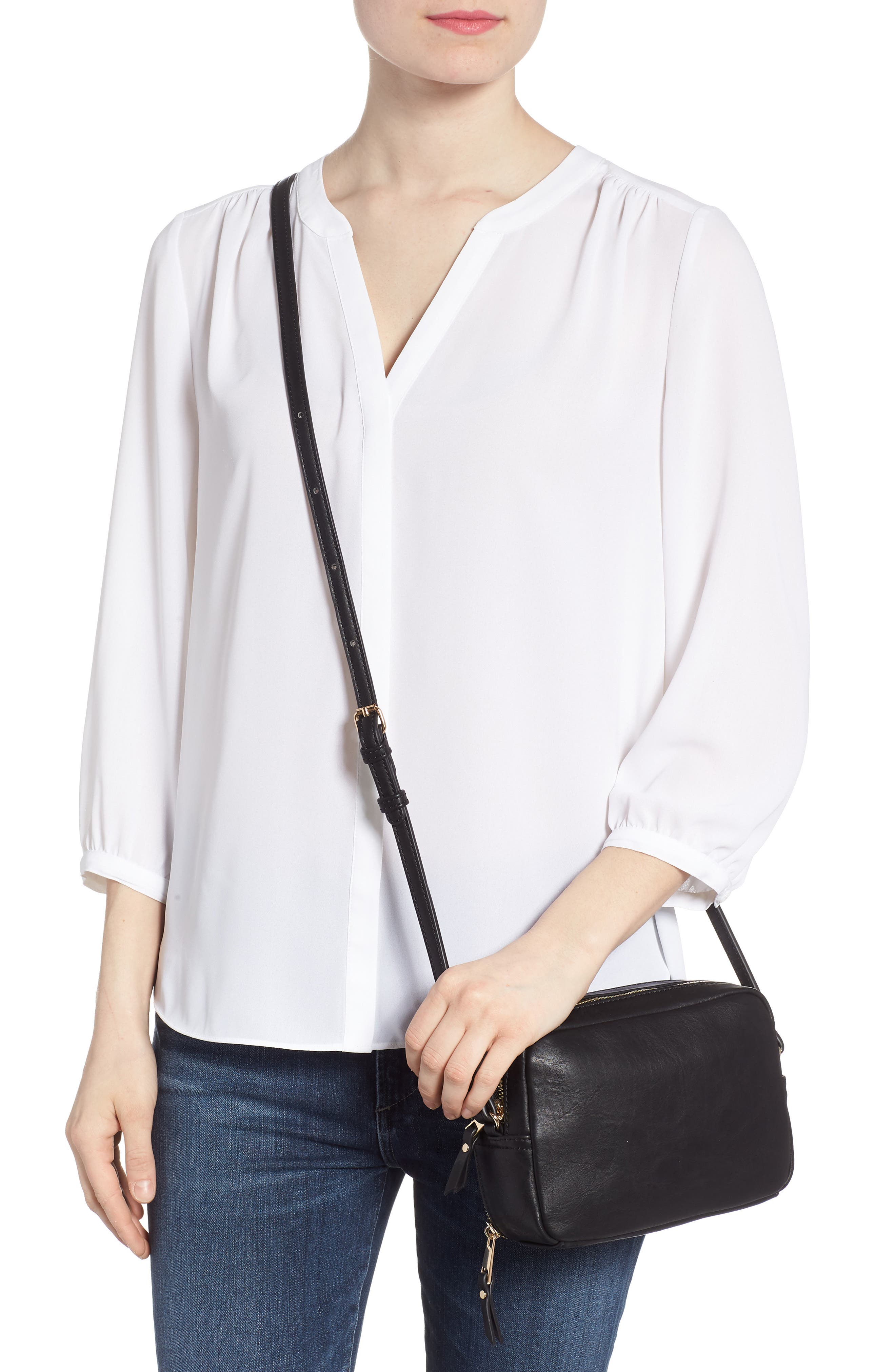 Faux Leather Crossbody Bag, Alternate, color, BLACK