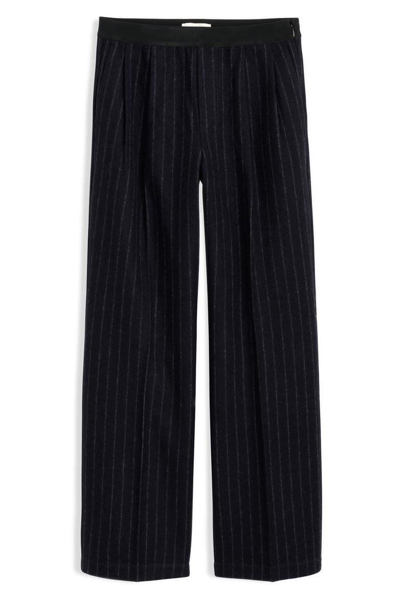 Primrose Pinstripe Pleated Wool Pull-On Trousers, Alternate, color, CHALK/ NAVY