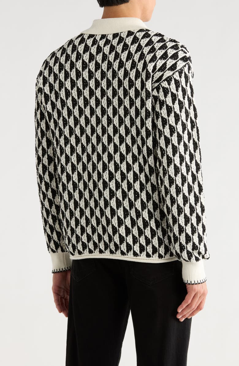 Scotch & Soda Textured Jacquard Johnny Collar Sweater, Alternate, color, 