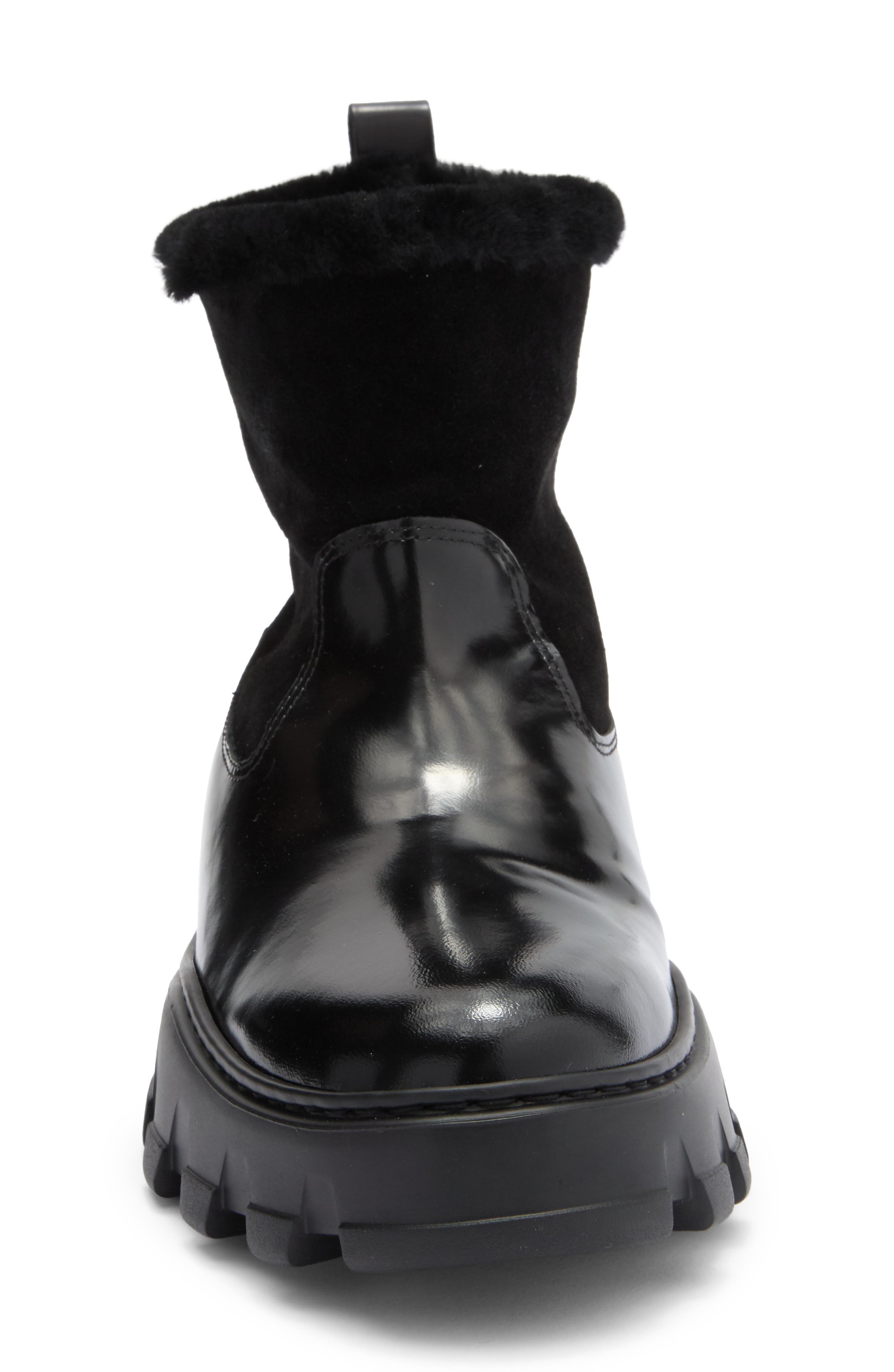 Stuart Weitzman Alton Genuine Shearling Lined Lug Sole Boot, Alternate, color, Black