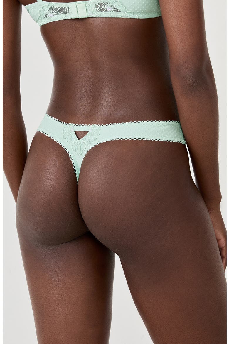 Daisy Embroidered Thong, Alternate, color, CELADON